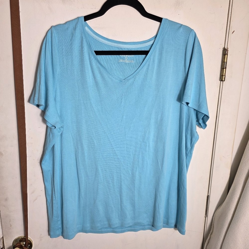 Talbots "The Talbots Tee" Blue V-Neck Short Sleeve Plus Size 2X Top